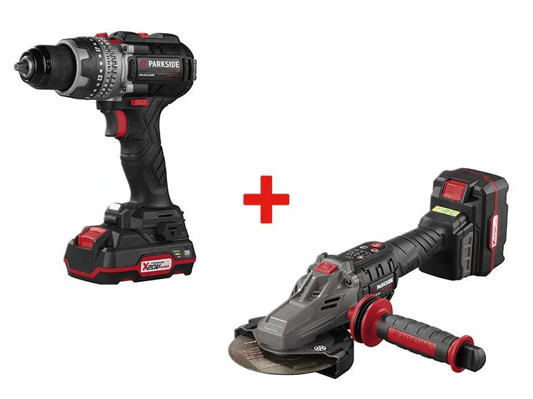 Amoladora Angular Inalámbrica de Cabeza Plana + Taladro Atornillador, 20 V